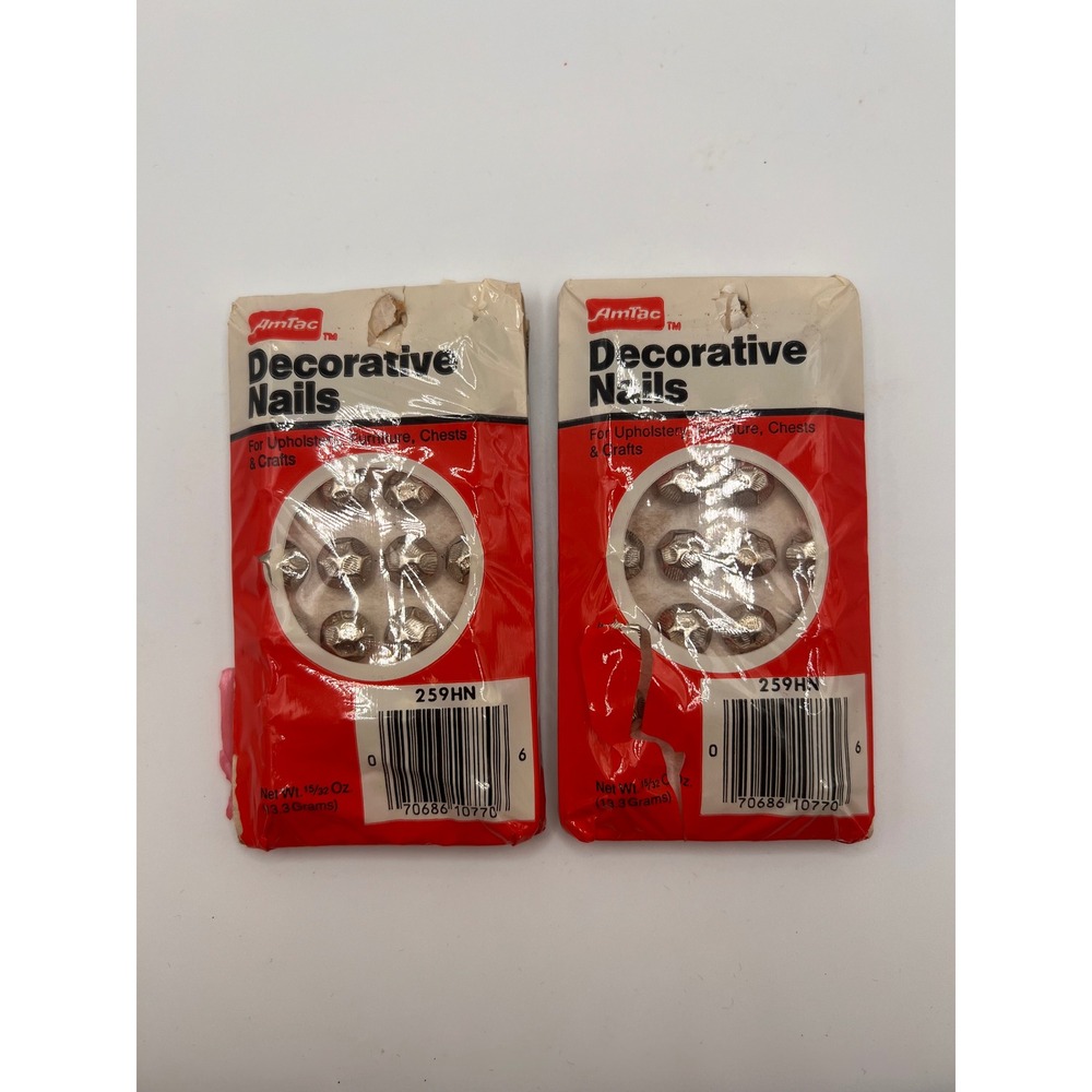 Vintage Amtac Decorative Nails Silver Hammered Upholstery Tacks Crafting MCM New